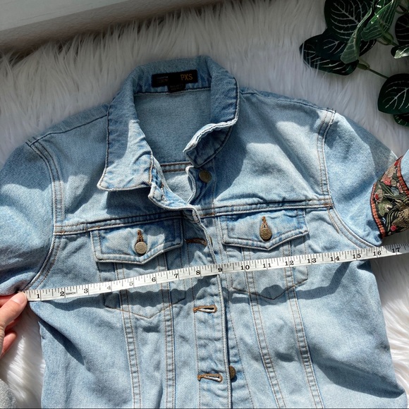 J. Crew Denim Jean Jacket Blue Koi Petite Coat XSP - Picture 8 of 11